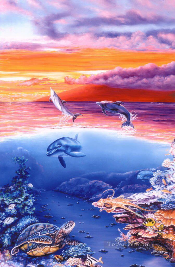 dauphin plongeur rêve Peintures à l'huile